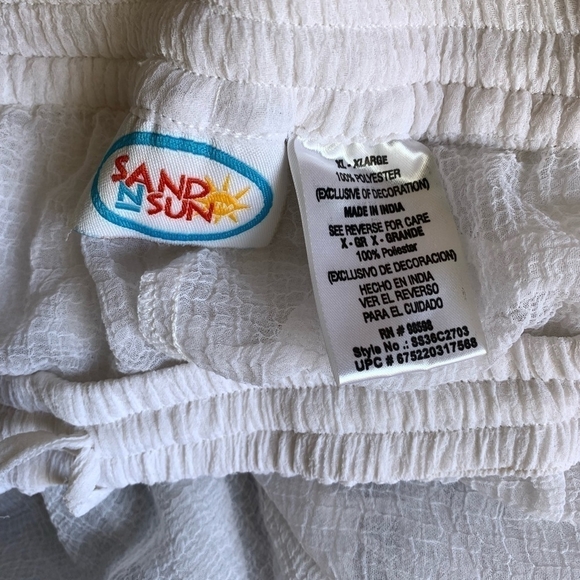 NWT Women Pants SAND N SUN Wide Leg Hippie Pants White Mesh See Thru Beach Pants - Picture 4 of 5